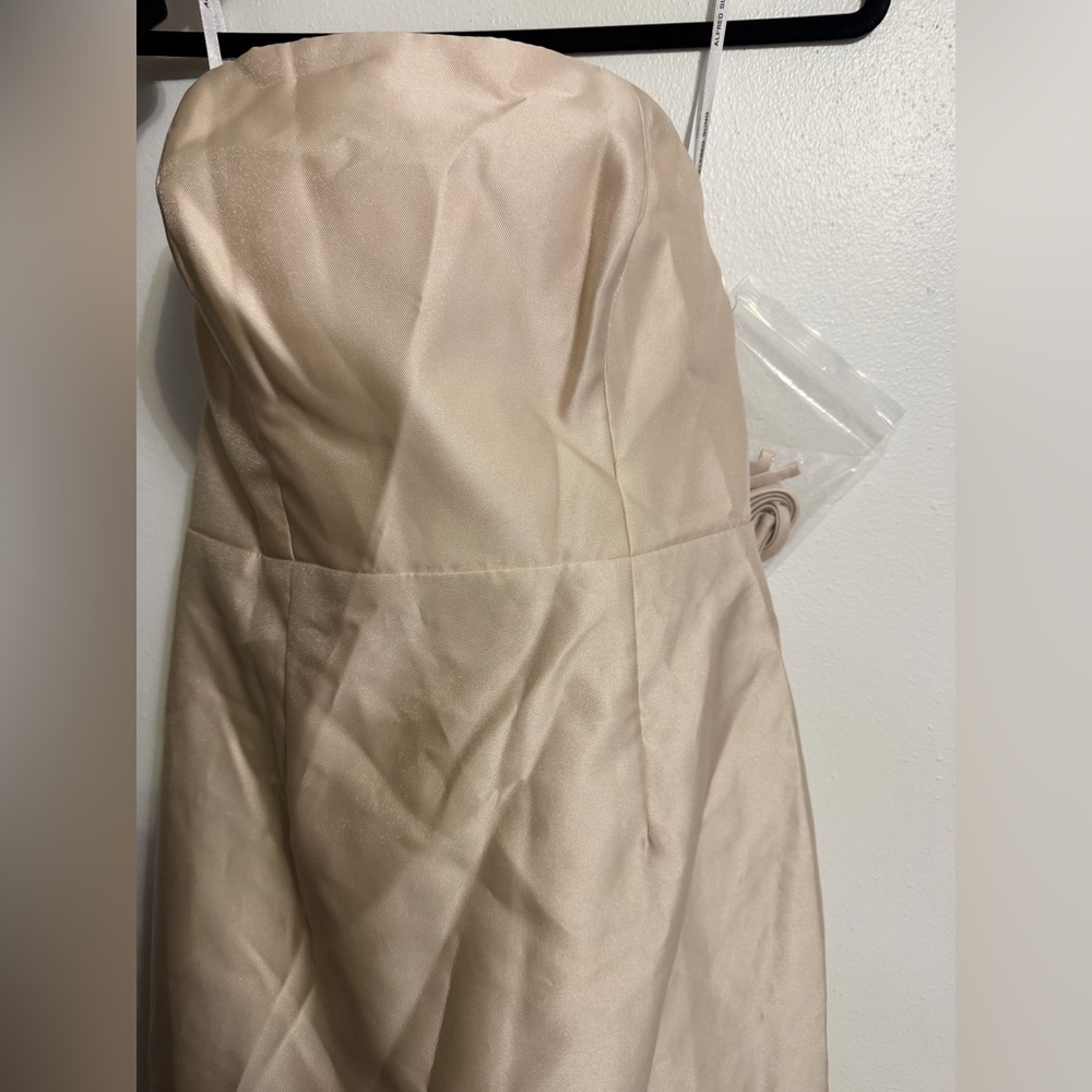 ALFRED SUNG Cream Strapless Satin Dress - Picture 6 of 8